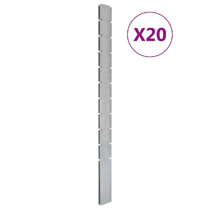 Vidaxl poteaux de clôture 20 pcs argenté 260 cm acier galvanisé 3196195_0