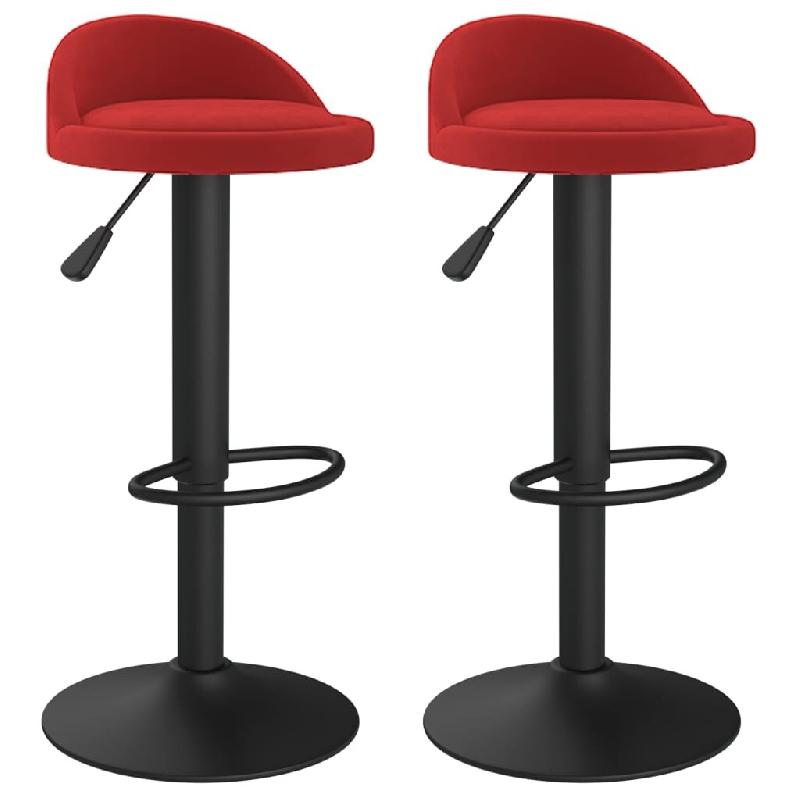 VidaXL Tabourets de bar lot de 2 rouge bordeaux velours Modèle Lofty Vintage - 333607_0