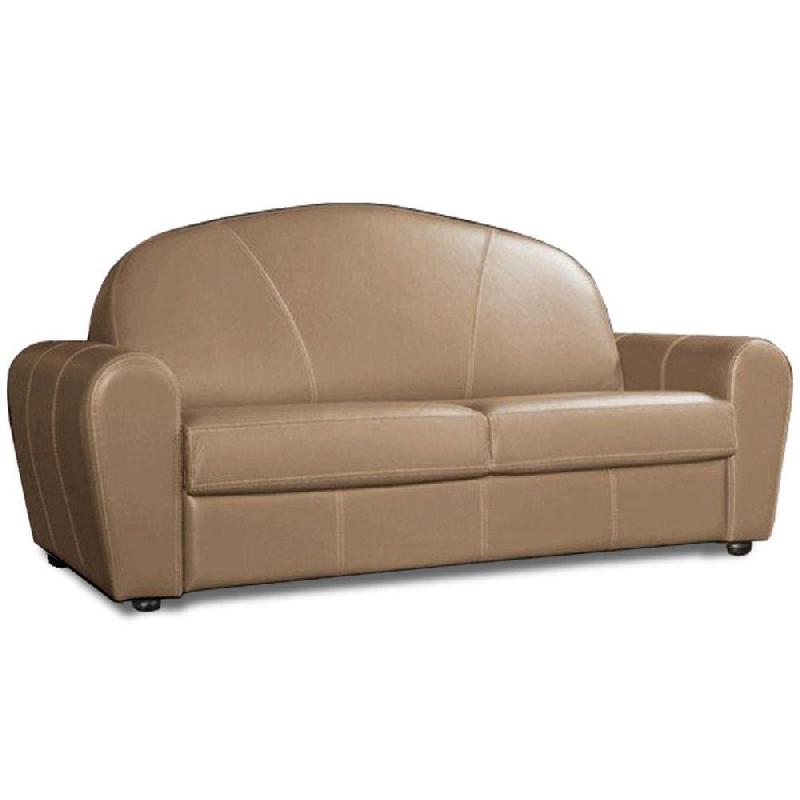 Canapé-lit club deluxe convertible express 120 cm - cuir taupe clair - matelas 16 cm haute résilience_0
