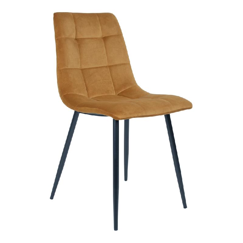 Chaise de repas MIDDELFART en velours jaune moutarde - design confortable et robuste_0