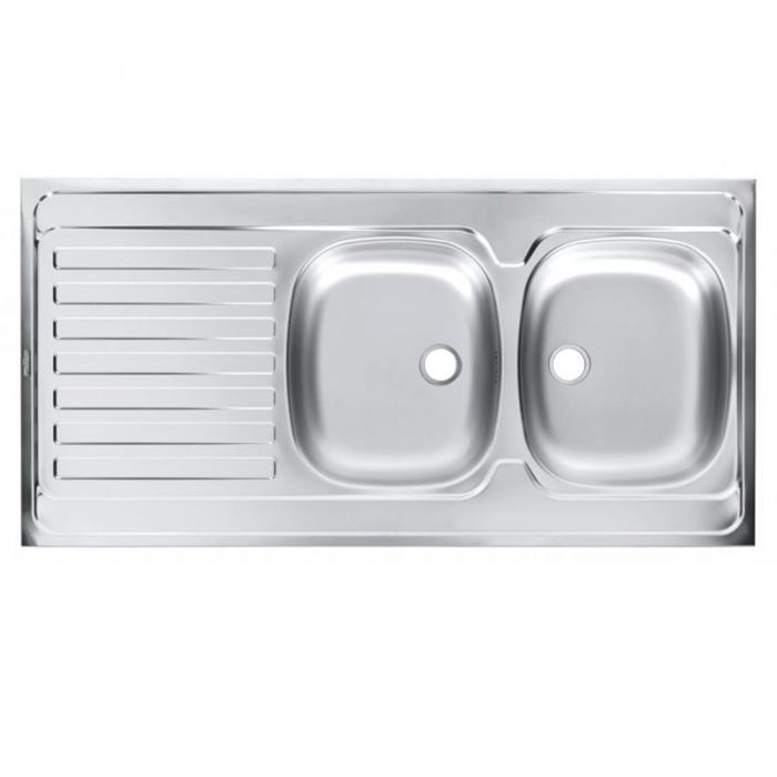 EVIER INOX TRAITÉ ANTI-RAYURE À POSER 2 CUVES + 1 ÉGOUTTOIR RÉVERSIBLE JADE