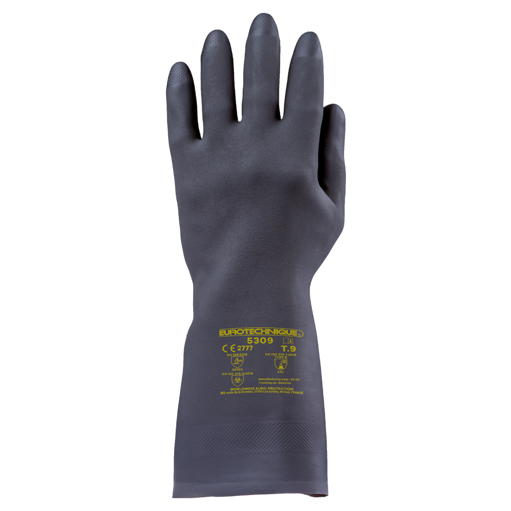 Gants de protection chimique en néoprène EUROCHEM ME5310 - flockés coton - PMNEO100-T07 - Réf. MO5310 - Coverguard - 31 cm - Grip et contact alimentaire_0