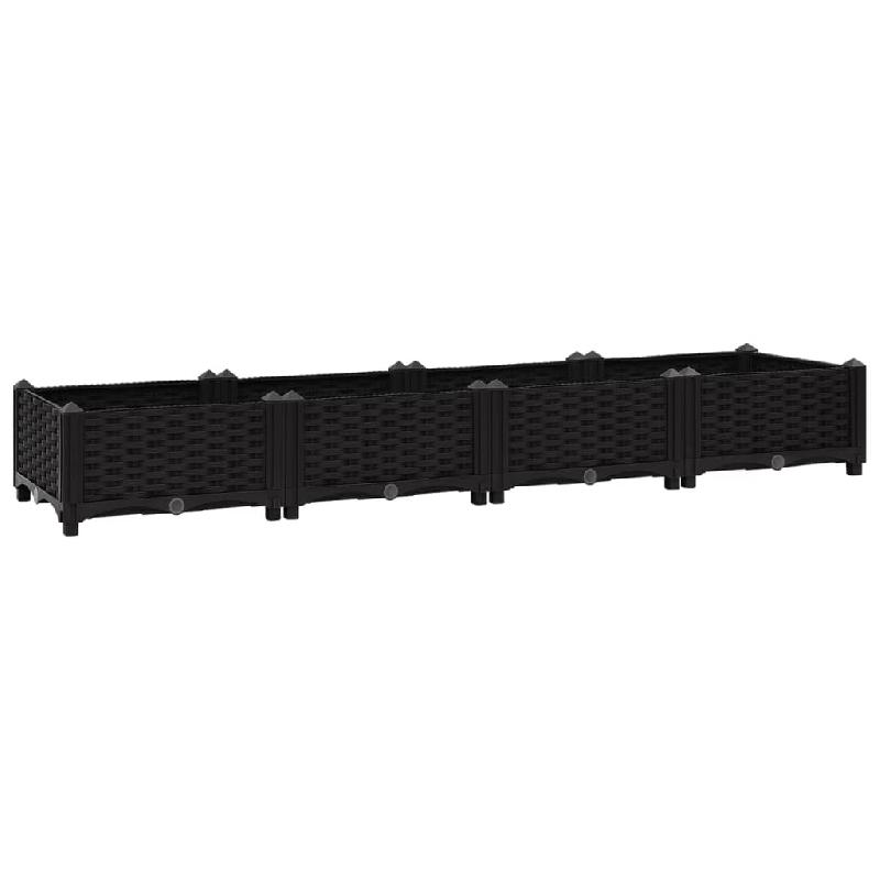 Jardinière lit surélevé en polypropylène noir - 160 cm - Pour plantes et fleurs - Réf : 02_0000917_0