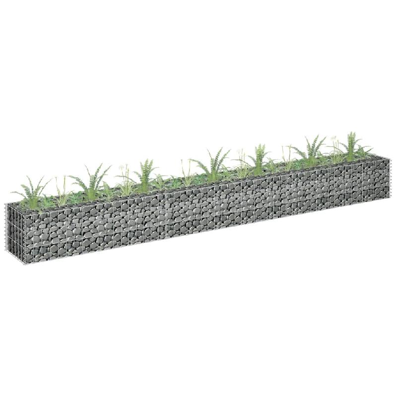 JARDINIÈRE LIT SURÉLEVÉ PLANTES FLEURS JARDIN À GABION 270 X 30 X 30 CM ACIER GALVANISÉ 02_0001287_0