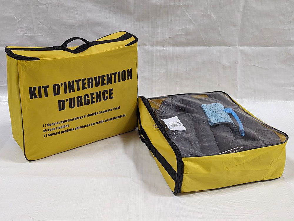 Kit absorbant d'intervention tous liquides et chimiques - 46 litres - Référence KTLC 46L - Sac nylon résistant_0