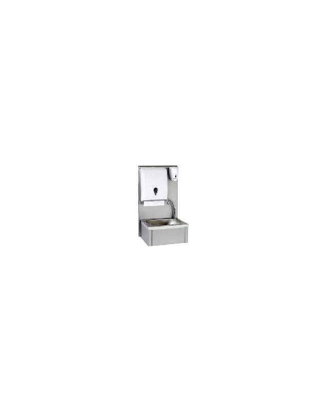 Lave-mains inox avec dosseret et commande au genou - 345x245 mm - Tournus Equipement - FABRIQUE EN FRANCE_0