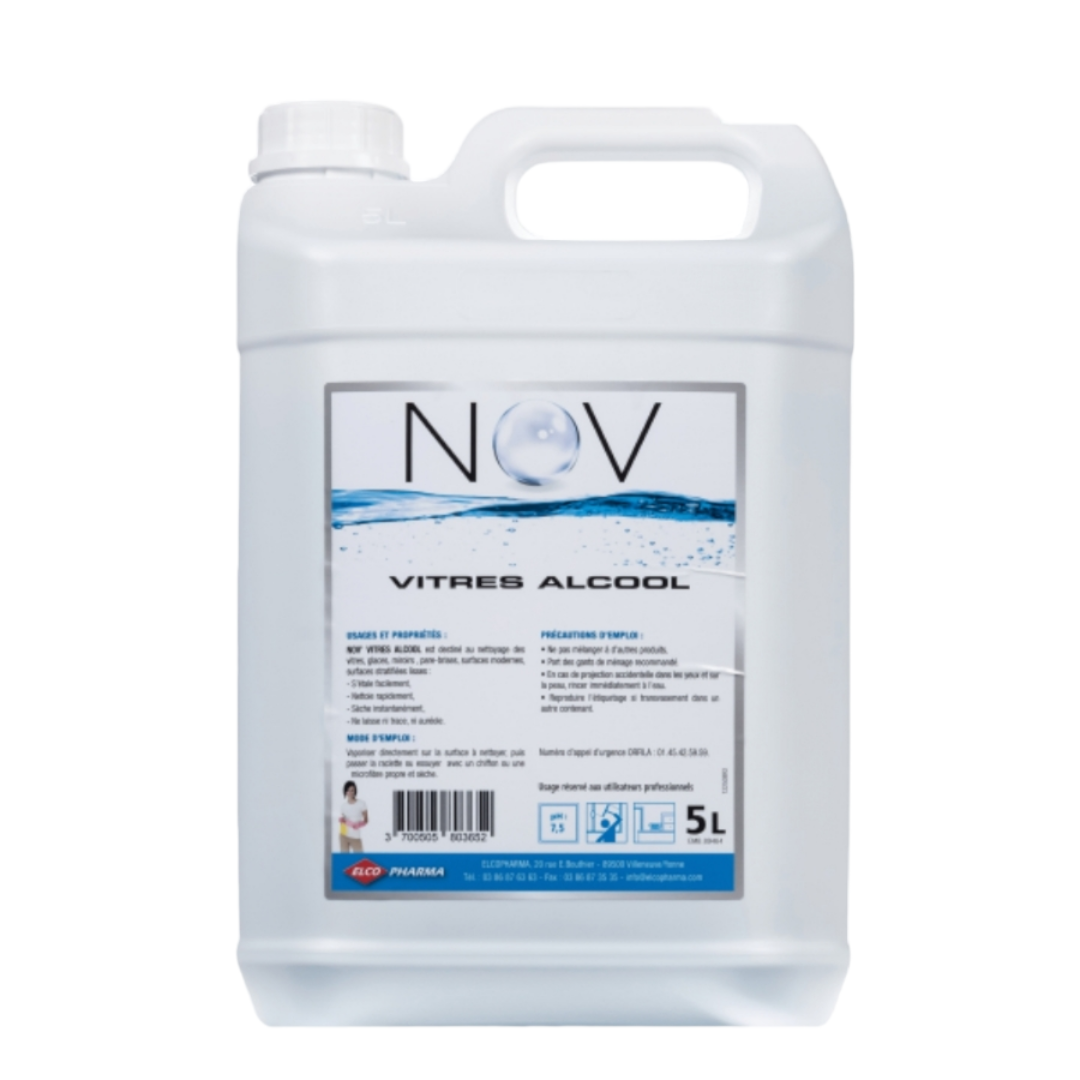 Nettoyant lave-vitre alcoolisé NOV' VITRES ALCOOL - ELCOPHARLMA - Pour vitres, glaces, miroirs et surfaces modernes_0