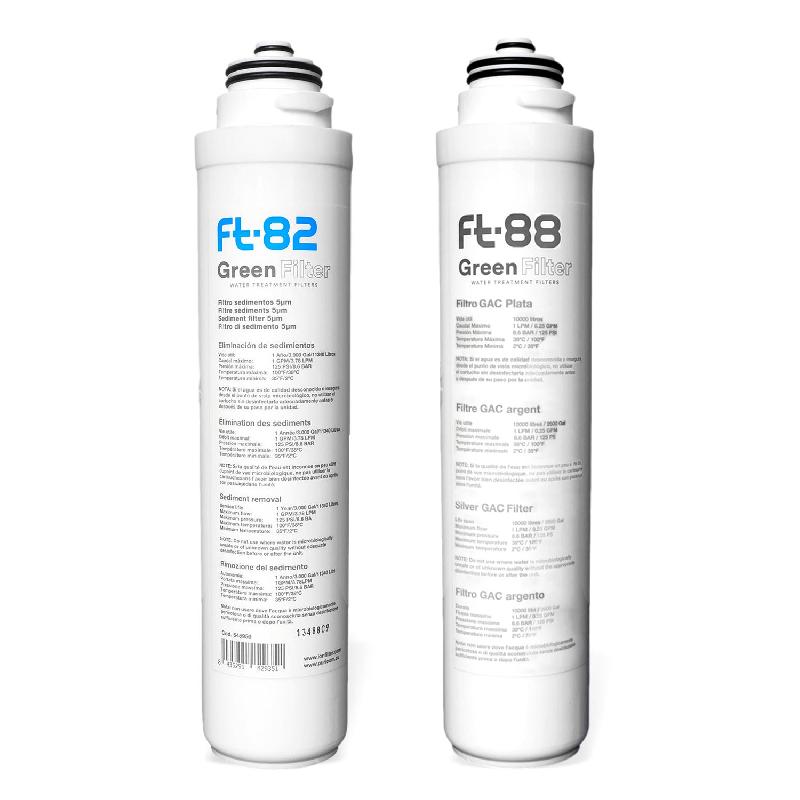 Lot de 2 cartouches filtre sous évier duo et trio ft82 filtre sédiments ft88 charbon actif haute durabilité_0
