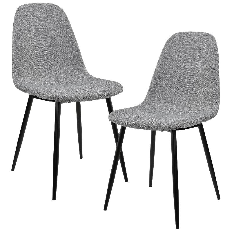 Lot de 2 chaises de salle à manger - sièges rembourrés - pieds métalliques - 86 cm - gris - 03_0005745_0