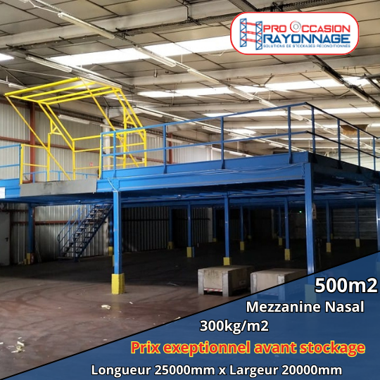 Mezzanine industrielle - Dimensions 20m x 25m, Capacité 300kg/m2 - Nasal_0