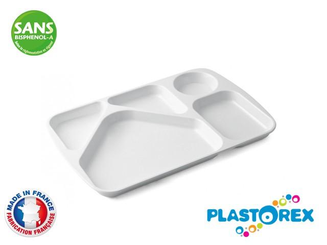 PLATEAU A 5 COMPARTIMENTS MELAMINE BLANCHE