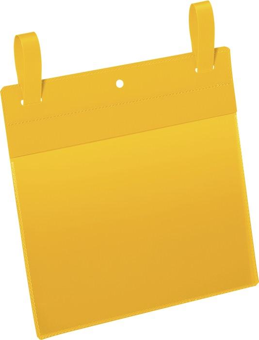 Pochette adhésive à documents - format DIN A5 paysage 210x148 mm - jaune - 2 languettes renforcées - lot de 50 - DURABLE_0