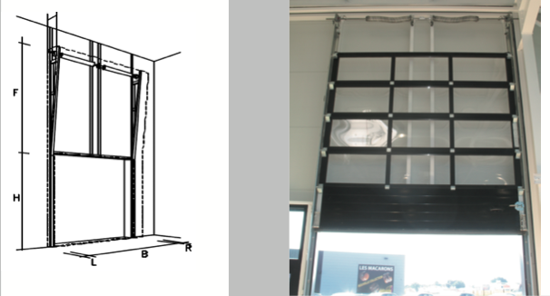 Porte sectionnelle industrielle / repliable en plafond / semi-vitrée / 3500 x 4000 mm_0
