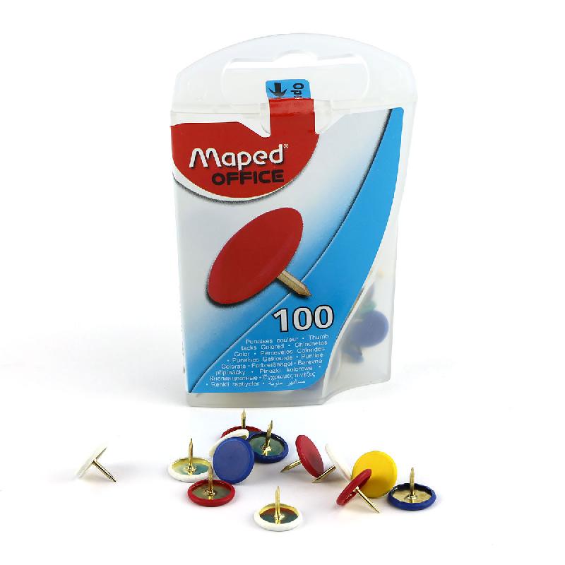PUNAISES EN ACIER GALVANISE - DIAMETRE 10MM - COLORIS ASSORTIS - BOITE DE 100