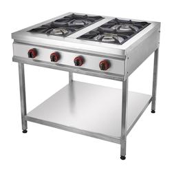 Romux® Cuisinière à Gaz 4 Feux 90x85 cm avec Armoire en Acier Inoxydable avec Régulateur de Flamme et Thermocouple | Réchaud à Gaz Butane - 8436_0