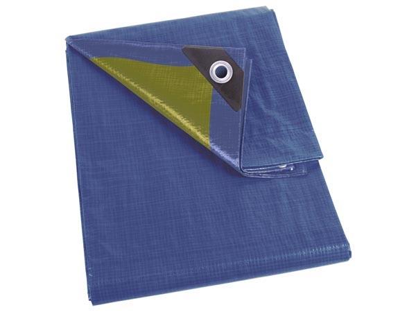 Bâche de chantier - Bleu/Kaki - Imperméable avec œillets - Résistante 3x4m - 110 g/m²_0