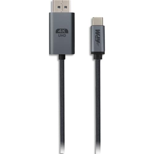 Apm câble displayport 1.2 / usb-c, 4k, mâle / mâle, nylon, gris, 2m_0