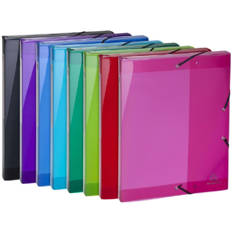 BOÎTE DE RANGEMENT EXACOMPTA A4 EN POLYPROPYLENE 250 FEUILLES- 250 X 330 MM - COLORIS ASSORTIS - LOT DE 8