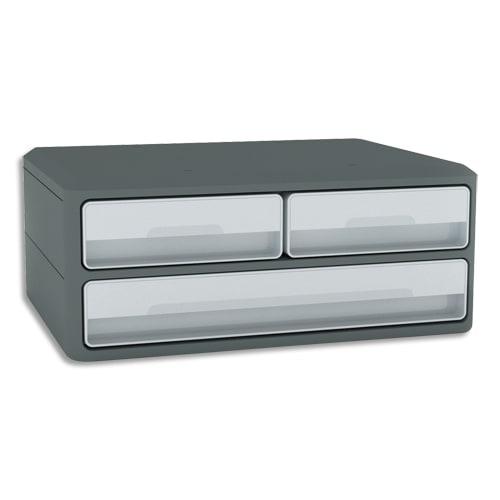 Cep module moovup 2 petits tiroirs + 1 grand. Caisson gris foncé et tiroir gris clair_0