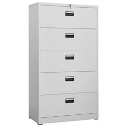 Décoshop26 - Caissons à tiroirs meuble de bureau armoire à dossiers 5 tiroirs 90 x 46 x 164 cm en acier gris DEC024545 - gris 3000254763628_0