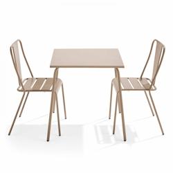 Oviala Business Ensemble table de jardin carrée et 2 chaises bistrot taupe - Oviala - gris acier 109444_0