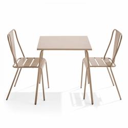 Oviala Business Ensemble table de terrasse carrée et 2 chaises bistrot taupe - Oviala - gris acier 109444_0