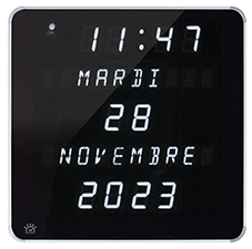 Horloge - Calendrier LEDs blanches - Date en toutes lettres - Heure DST - Sur secteur - 1193AC_0