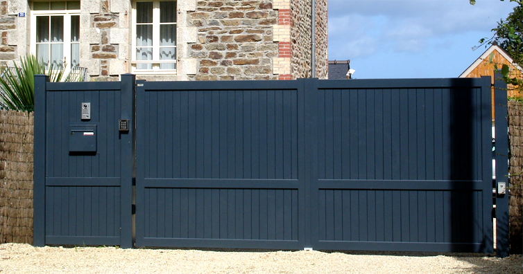 Portail battant Danube - double battants - droit - plein - en aluminium - fabrication PREMIUM ou EXCELLENCE_0