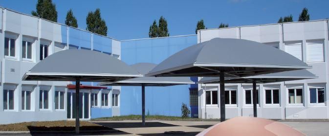 Préau école parapluie Azur - Poteau central - Jusqu'à 49 m² - 30 couleurs disponibles_1
