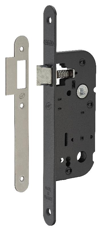 Serrure encastrable pour porte d'intérieur - norme NF - bec de cane réversible - finition époxy noir ou zinguée_0