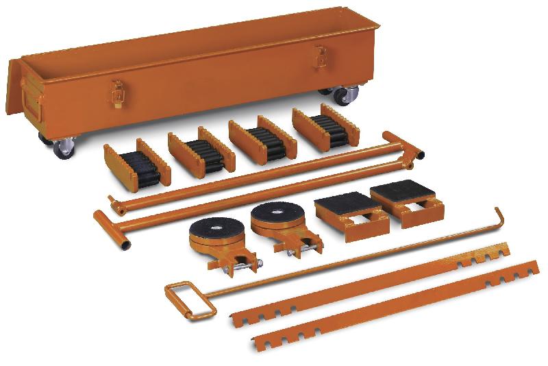 Set de 4 rouleurs charges lourdes 20 t 2 patins fixes et 2 pivotants + timons MW Tools TRS20_0