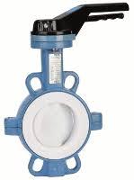 Vanne papillon TTV 1155 OC - PTFE sommier silicone - fluides corrosifs - manette - TS : -25°C à +200°C - réf. : 1155_0