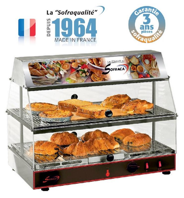 Vitrine chauffante avec bloc lumineux - gn 1/1 - 2 niveaux alimentation - monophasé (230 v ) - N62_0