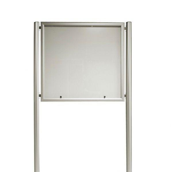 Vitrine extérieure éclairée - cadre anodisé sur pied à sceller - capacité 9 x A4 - 2 serrures - étanche et sécurisée_0