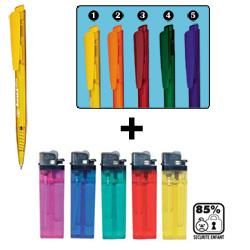 300 STYLOS COLORIS AU CHOIX ET 200 BRIQUETS COLORIS ASSORTIS DUO HIT AND GO - SENATOR