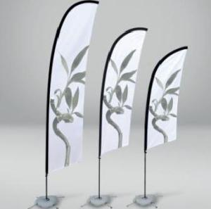 Beach flag voile XXL - 500 x 80 cm - Hauteur 600 cm - Avec mât, base et drapeau imprimé_0