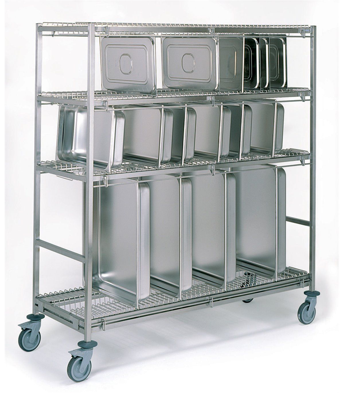 Chariot porte-bacs Gastronorme - Kalidesk - inox - 1270x620x1705mm - modèle CC023-0071_0