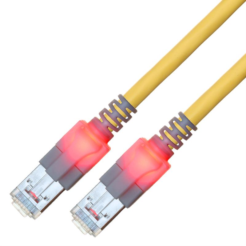 Cordon EasyLan DualBoot LED RJ45/RJ45 Cat.6 Classe E S/FTP - 500 MHz - LSOH - Jaune - 2 m - Reconnaissance lumineuse_0