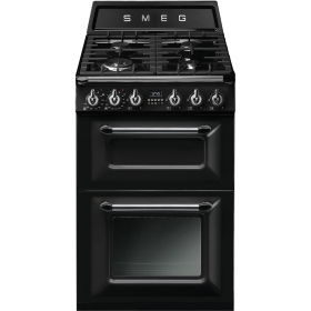 Cuisinière à gaz TR62BL - Esthétique Victoria - Noir - Double four avec chaleur tournante - Classe A A - 60 cm_0