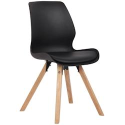 Décoshop26 - Chaise de salle à manger x1 design scandinave en plastique et PVC noir et pieds en bois carrés clair 10_0002301 - noir 3000250945936_0