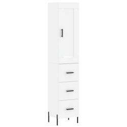 HELLOSHOP26 - Buffet haut en bois d'ingénierie avec pieds en métal, 34,5 x 34 x 180 cm, blanc - Cuisine, salon, séjour_0
