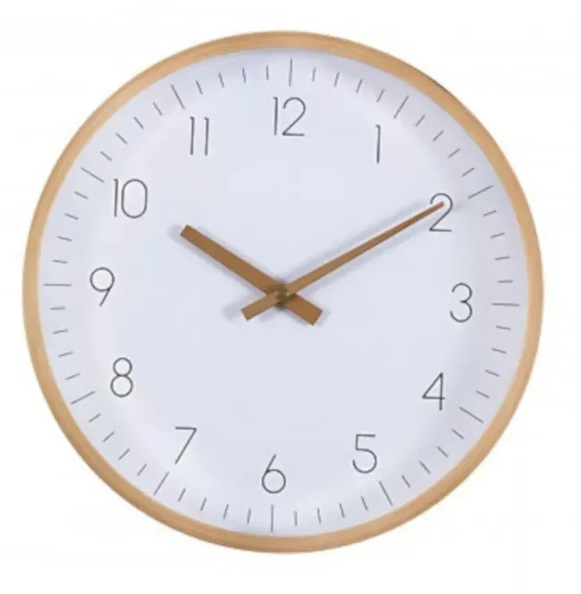 Horloge murale design HORTREE à quartz - Bois naturel, silencieuse et lisibilité optimale_0