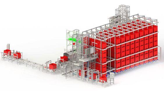 Ligne de stockage et déstockage automatique de caisses palettes - modulable avec puce RFID_0