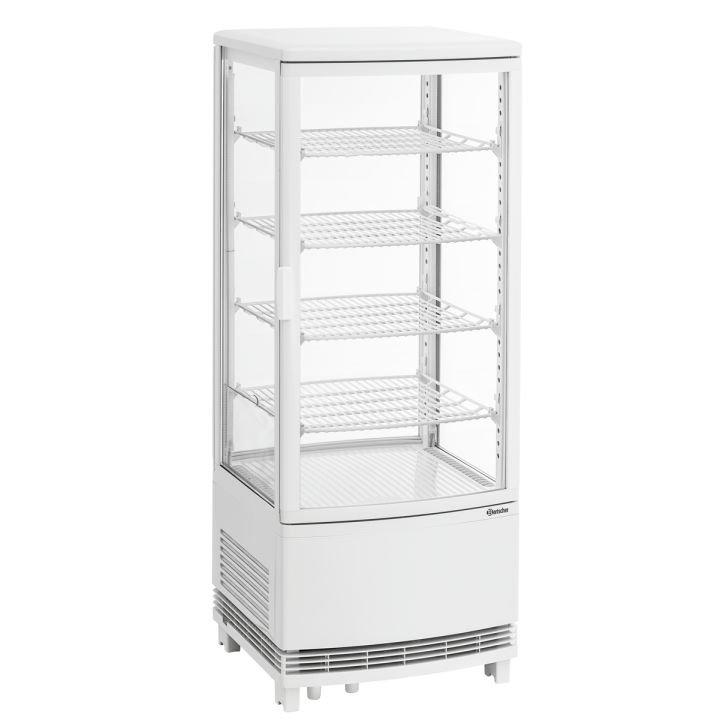 Mini vitrine ventilée positive 98 Litres, 2 portes vitrées bombées, sur roulettes, blanche, 180 W, 220 V - MONO_0