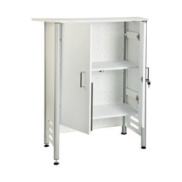 Porte battante pour comptoir Turin - panneau de particules avec revêtement résine mélaminée - blanc - verrouillable avec clé_0