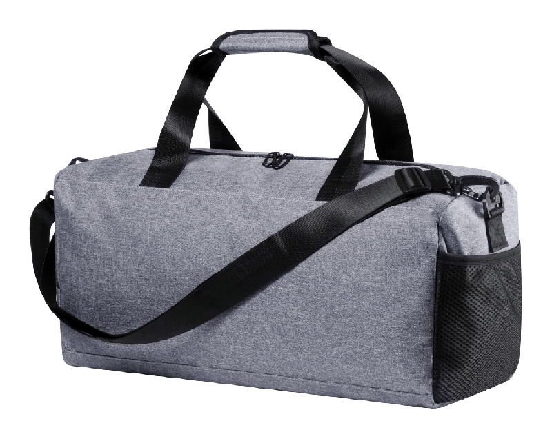 Sac de sport - polyester 600D - compartiment zippé, poches latérales filet et bandoulière réglable - couleur gris_0