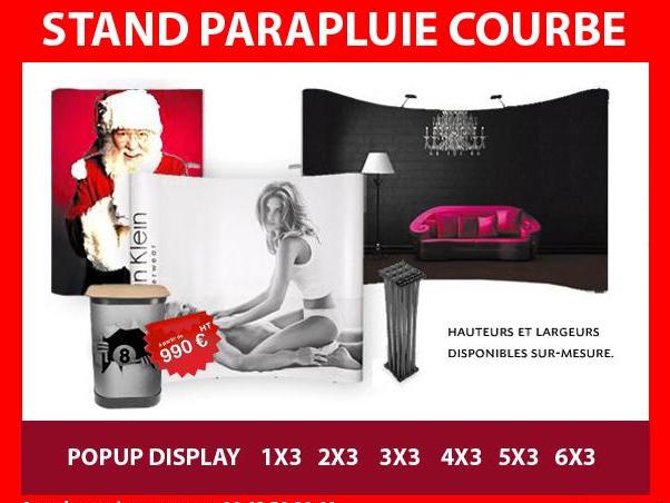 Stand parapluie courbe - portable et pliable - structure auto-bloquante en aluminium - 6 à 12 m²_0
