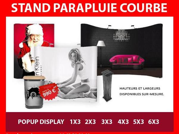 Stand parapluie courbe : stand d'exposition portable et pliable parapluie courbe_0