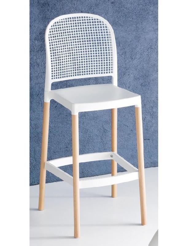 Tabouret de bar Paname - assise technopolymère - pieds en bois naturel_0