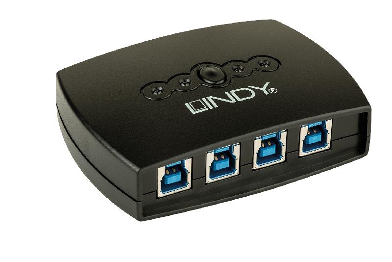 Switch USB 3.0 à 4 ports - Lindy 43144 - Commutation par boutons et compatibilité USB 2.0/1.1_0